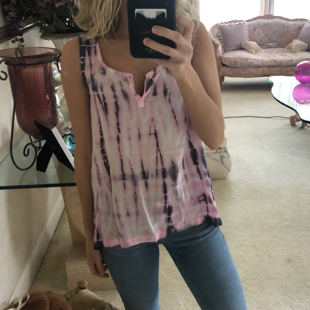 Splendid XS gray and pink tie dye tank